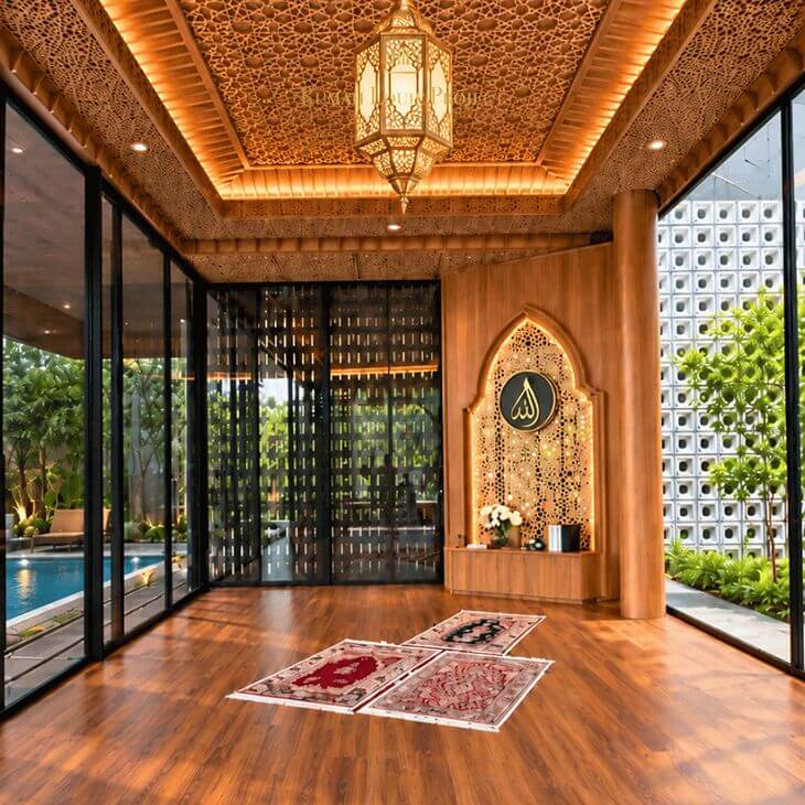 Desain custom mihrab dan mushola luxury elegan karya Rumah Louie Project untuk menyambut bulan suci Ramadan